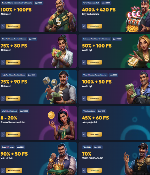 Bonukset rekisteröitymisestä Gangsta Casinolle Suomessa